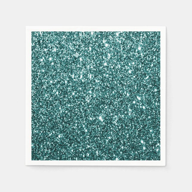 Serviette En Papier Parties scintillant turquoise papier Napkin (Devant)