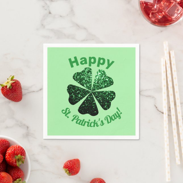 Serviette En Papier Parties scintillant vert foncé pétillant Shamrock  (En situation)
