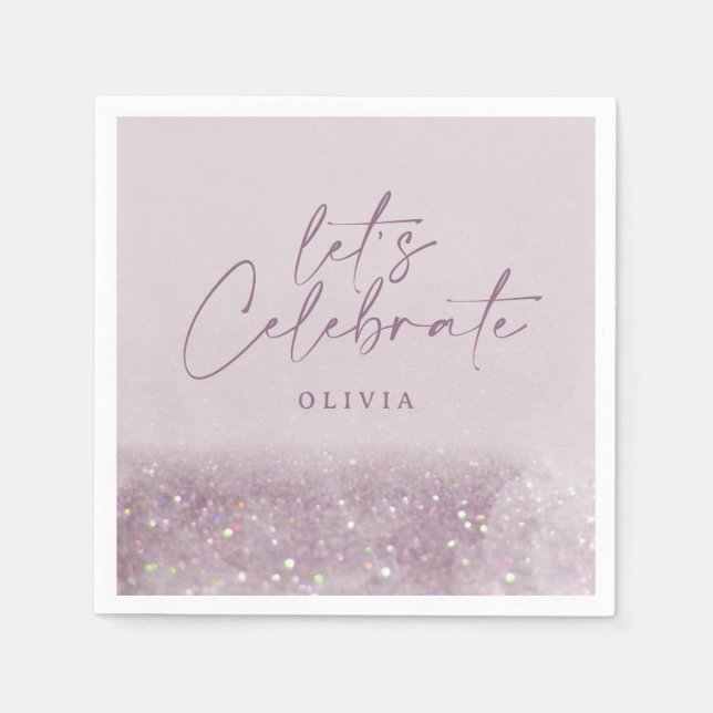 Serviette En Papier Parties scintillant violet Lilac élégant anniversa (Devant)
