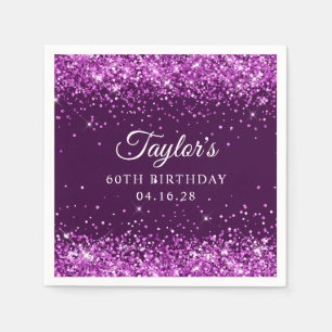 Serviette En Papier Parties scintillant violette aubergine 60e anniver