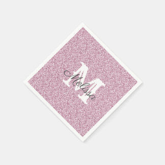 Serviette En Papier Parties scintillant violette et étincelle Monogram