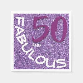 Serviette En Papier Parties scintillant violette Fabuleuse 50e anniver
