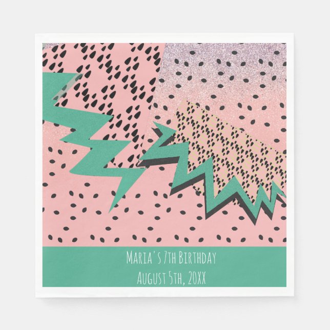 Serviette En Papier Parties scintillant Watermelon graines rose fête d (Devant)