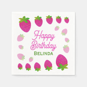 Serviette En Papier Parties scintillant Y2K Fraise Berry Anniversaire