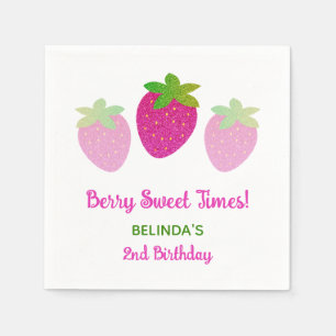 Serviette En Papier Parties scintillant Y2K Pink Strawberry 2e anniver