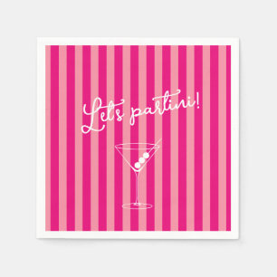 Serviette En Papier Partini Bold Hot Pink Bachelorette Party
