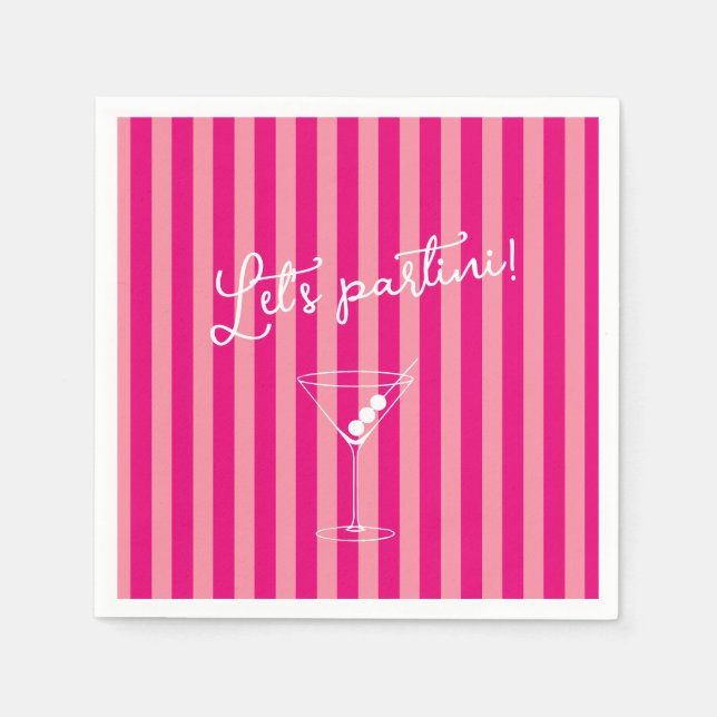 Serviette En Papier Partini Bold Hot Pink Bachelorette Party (Devant)