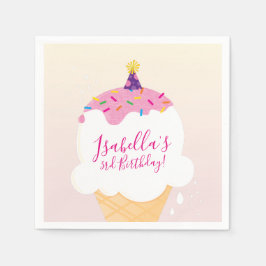 Serviette En Papier PARTY moderne mignon rétro crème glaces cône rose
