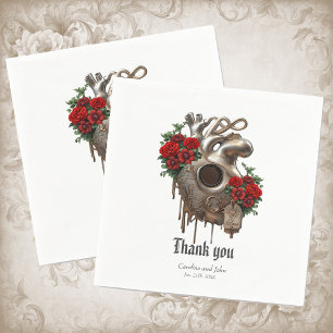 Serviette En Papier Passion Steampunk, le Coeur mécanique de l'Amour.