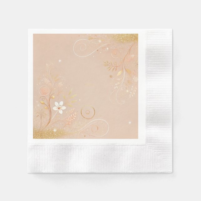 Serviette En Papier Pastel Amber Floral Morif Design (Devant)