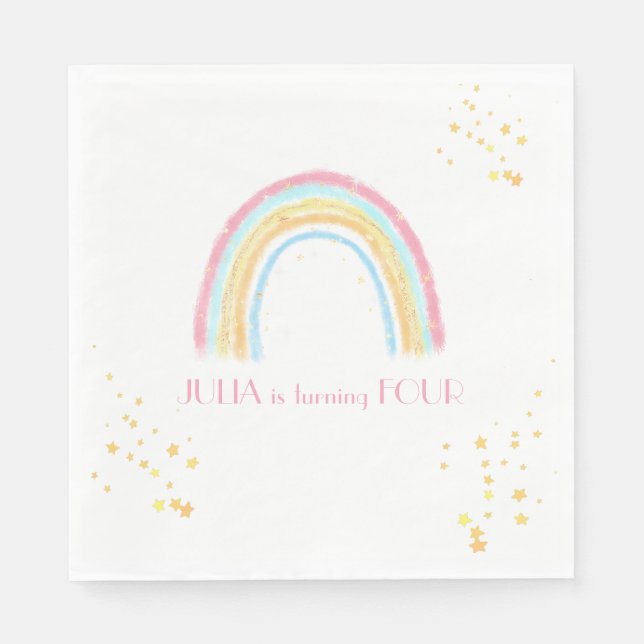 Serviette En Papier Pastel arc-en-ciel pétillant Anniversaire (Devant)