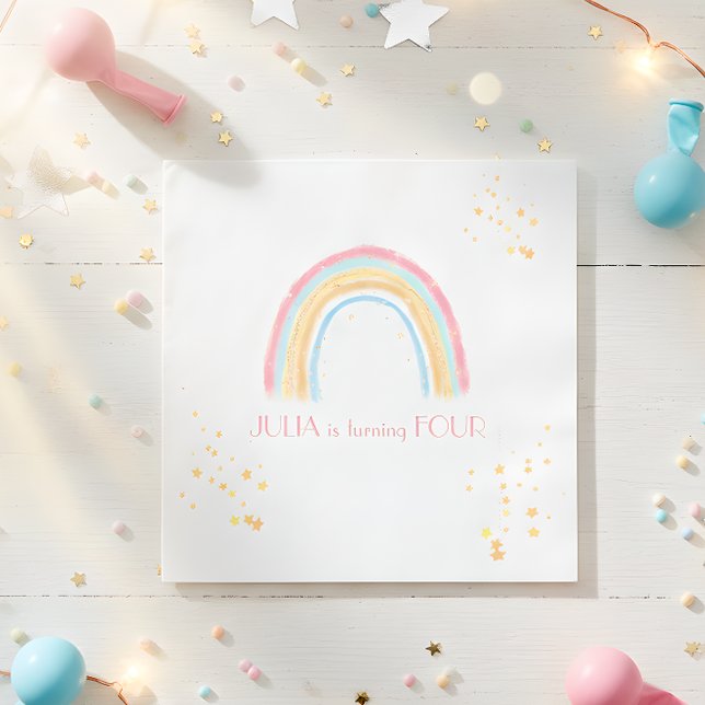 Serviette En Papier Pastel arc-en-ciel pétillant Anniversaire (Créateur téléchargé)