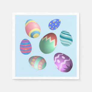Serviette En Papier Pastel Baby Blue Oeufs de Pâques Fête de Pâques Ch