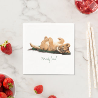 Serviette En Papier Pastel Baby Lion Napkin Adorable Faune Inspiré