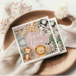 Serviette En Papier Pastel baby shower tropical Jungle Safari Animaux