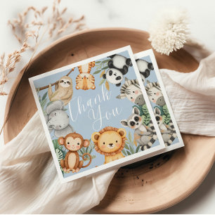 Serviette En Papier Pastel baby shower tropical Jungle Safari Animaux