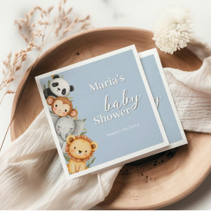 Serviette En Papier Pastel Baby shower tropical Jungle Safari Animaux