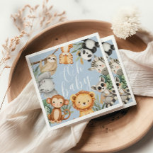 Pastel baby shower tropical Jungle Safari Animaux