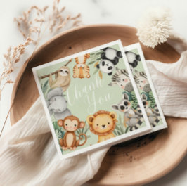 Serviette En Papier Pastel baby shower tropical Jungle Safari Animaux