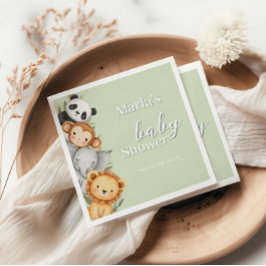 Serviette En Papier Pastel Baby shower tropical Jungle Safari Animaux