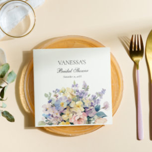 SERVIETTE EN PAPIER PASTEL BLOOMING FLEUR SAUVAGE MONOGRAMME BRIDAL