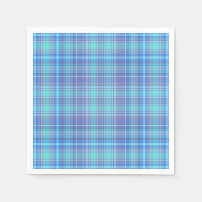 Serviette En Papier Pastel Blue Plaid (Devant)
