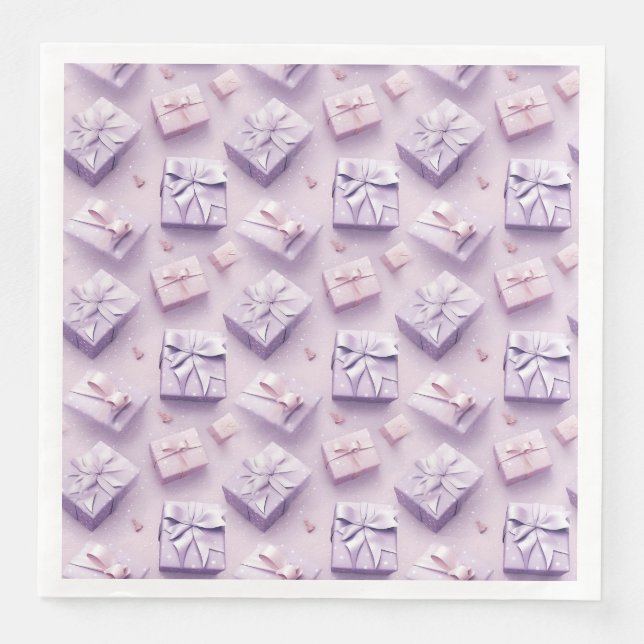 Serviette En Papier Pastel Cadeau de Noël Elégant violet sans couture (Devant)