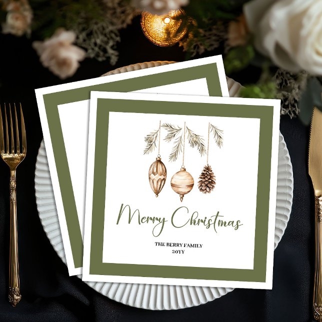 Serviette En Papier Pastel Christmas Tree Minimal Family Name Napkins (Pastel Christmas Tree Minimal Family Name Napkins)