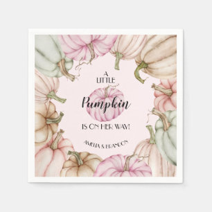Serviette En Papier Pastel Citrouille Baby shower fille rose