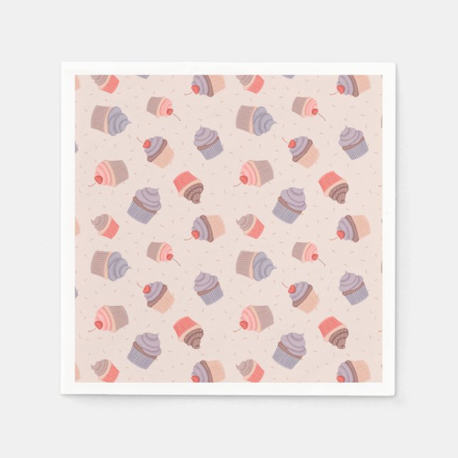 Serviette En Papier Pastel Cupcake Confetti Anniversaire (Devant)