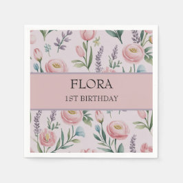 Serviette En Papier Pastel Doux personnalisé Roses Floraux & Tulipes