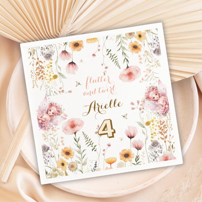 Serviette En Papier Pastel Fairy jardin fleuri thé fête anniversaire (Créateur téléchargé)