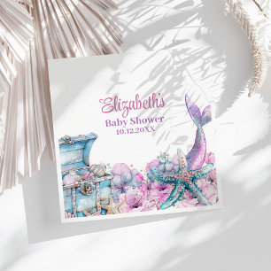 Serviette En Papier Pastel Floral Mermaid Baby shower