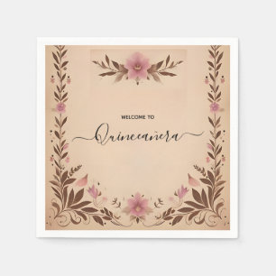 Serviette En Papier Pastel Font Dusty Glam Rose Gold Quinceanera