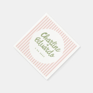 Serviette En Papier Pastel Green écriture manuscrite Mariage rétro ser
