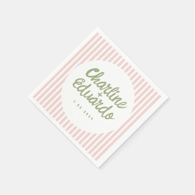 Serviette En Papier Pastel Green Main dessinée Mariage rétro serviette (Coin)