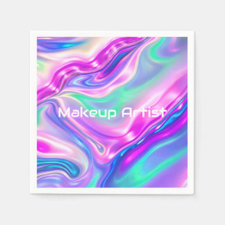 Serviette En Papier Pastel Holographic Swirl Abstract