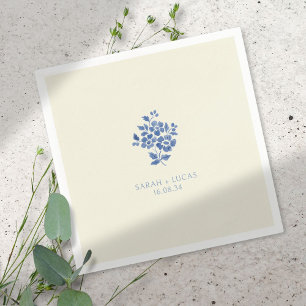 Serviette En Papier Pastel Jaune Floral Mariage Monogramme