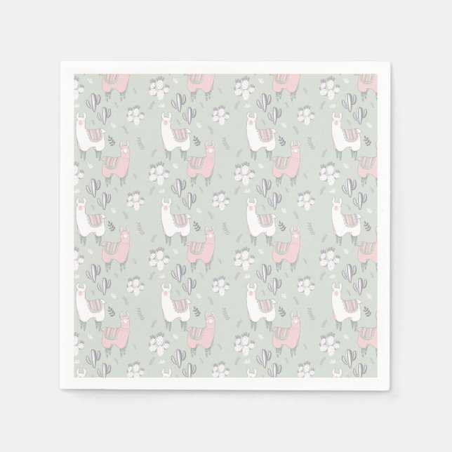 Serviette En Papier Pastel Llama Motif (Devant)