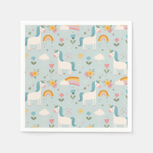 Serviette En Papier Pastel mignon Rainbow Unicorn Motif