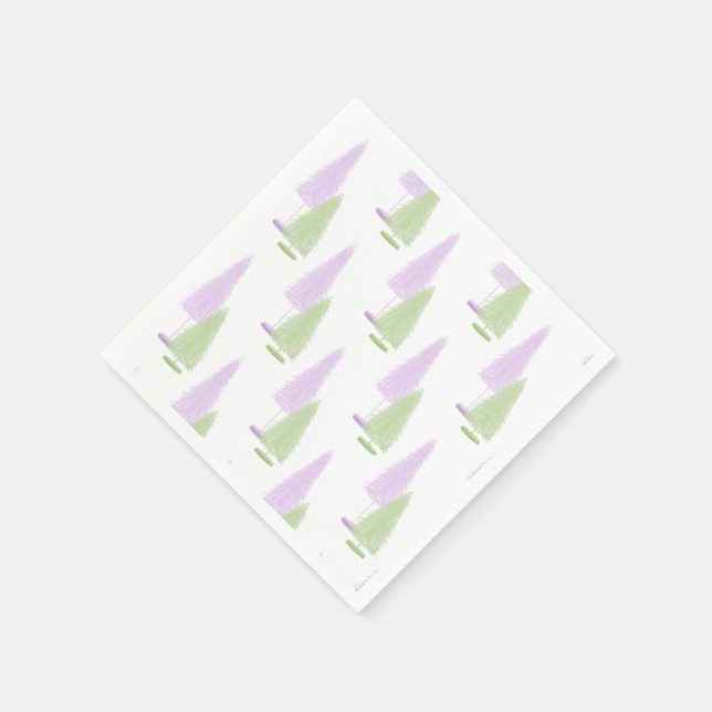 Serviette En Papier Pastel Noël Arbres Napkin (Coin)