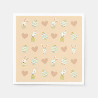 Serviette En Papier Pastel Pâques délice : Motif lapin et oeufs