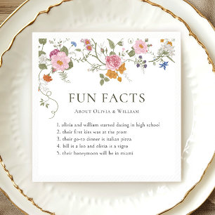 Serviette En Papier Pastel Pink Boho Fleur sauvage Fun Faits Mariage