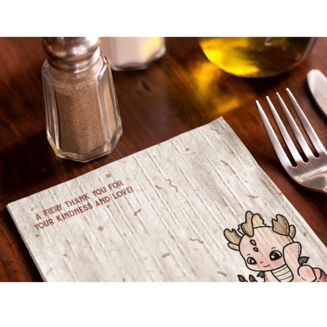 Serviette En Papier Pastel Pink Cute Cake Baby Dragon (Créateur téléchargé)