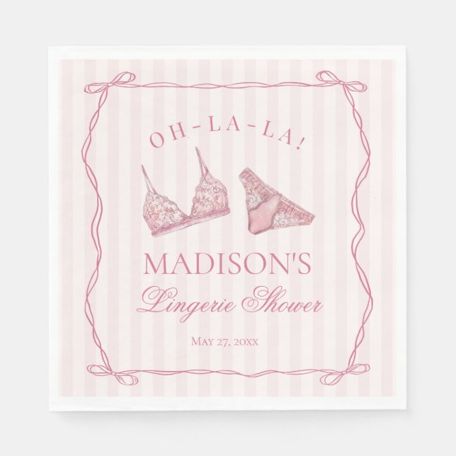 Serviette En Papier Pastel Pink Lingerie Shower Bachelorette Party (Devant)