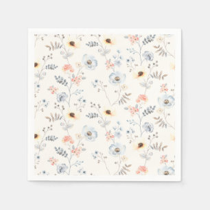 Serviette En Papier Pastel Poppy Floral Garden Motif