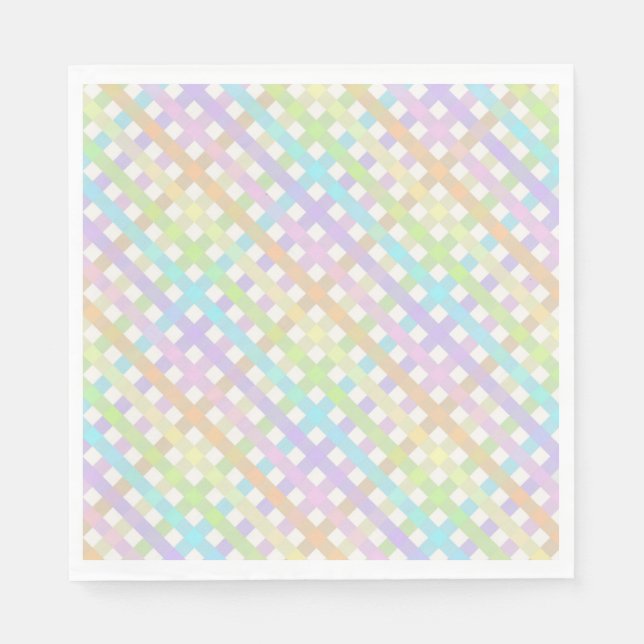 Serviette En Papier Pastel Rainbow En vichy Plaid (Devant)