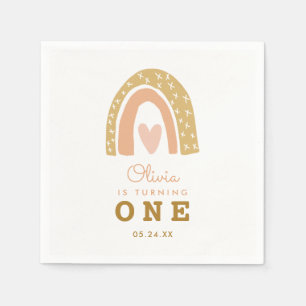 Serviette En Papier Pastel Rainbow Girl 1er anniversaire