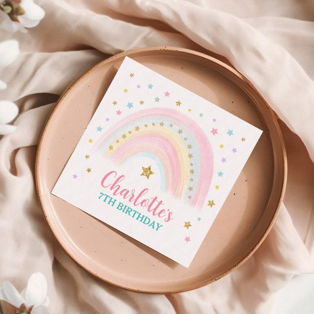 Serviette En Papier Pastel Rainbow Papier d'anniversaire (Créateur téléchargé)