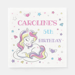 Serviette En Papier Pastel Rainbow Unicorn fête d'anniversaire, n'imp